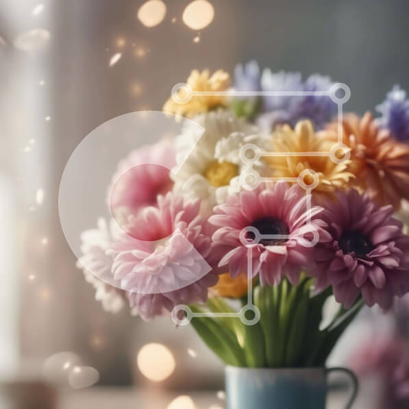 Intra Συλλεκτικό Ξύλινο Παζλ Plywood  4mm - Πολύχρωμα λουλούδια σε ένα βάζο Σε Ξύλινο Κουτί - Διαστάσεις: 10x10 cm – 25 κομμάτια