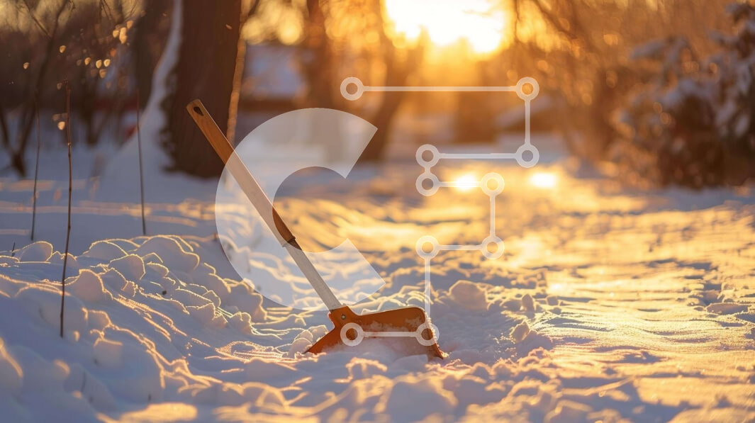 Intra Συλλεκτικό Ξύλινο Παζλ Plywood  4mm - Χειμερινή σκηνή με το φτυάρι χιονιού Σε Ξύλινο Κουτί - Διαστάσεις Puzzle: 10x10 cm – 25 κομμάτια