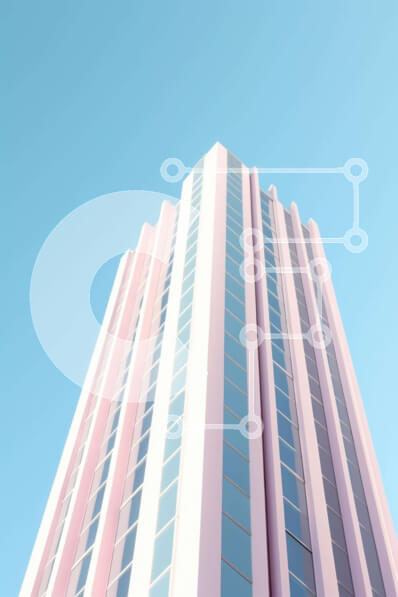 Intra Συλλεκτικό Ξύλινο Παζλ Plywood  4mm - Ψηλό ροζ κτήριο που επιπλέει στον ουρανό Σε Ξύλινο Κουτί - Διαστάσεις Puzzle: 10x10 cm – 25 κομμάτια