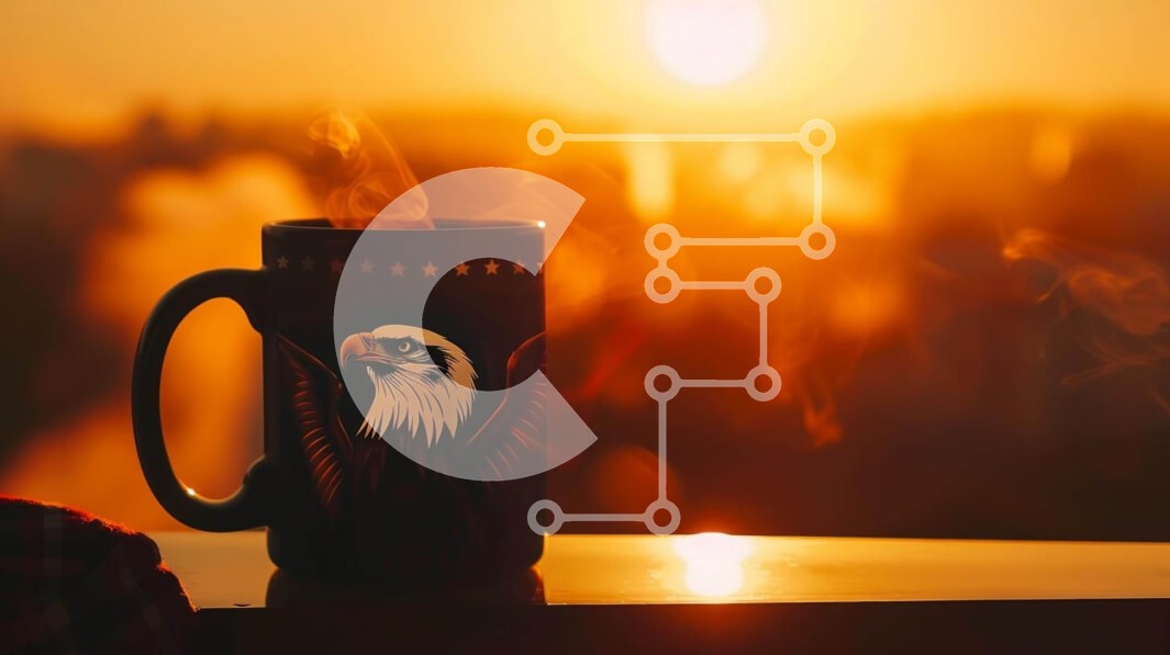 Intra Συλλεκτικό Ξύλινο Παζλ Plywood  4mm - Μαύρη κούπα καφέ με σχέδιο αετού στο ηλιοβασίλεμα Σε Ξύλινο Κουτί - Διαστάσεις: 10x10 cm – 25 κομμάτια