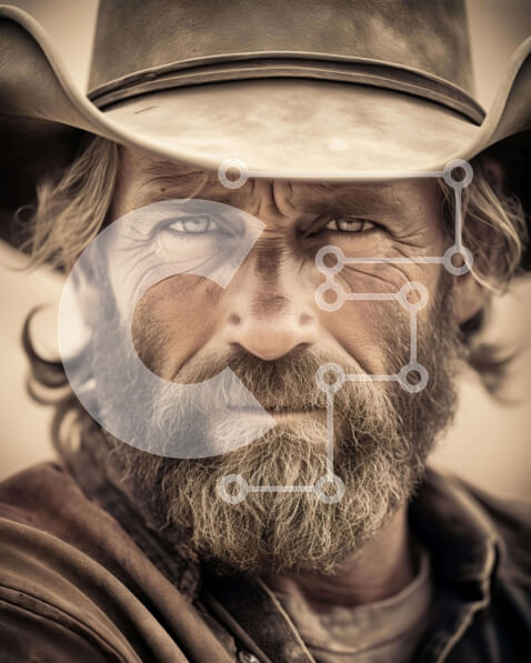 Intra Συλλεκτικό Ξύλινο Παζλ Plywood  4mm - Άνδρας με καουμπόικο καπέλο και θαμνώδη γένια Σε Ξύλινο Κουτί - Διαστάσεις Puzzle: 10x10 cm – 25 κομμάτια