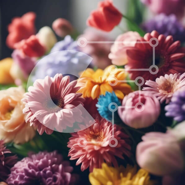 Intra Συλλεκτικό Ξύλινο Παζλ Plywood  4mm - Πολύχρωμο μπουκέτο λουλουδιών με μαργαρίτες, τουλίπες, τριαντάφυλλα και ηλίανθους Σε Ξύλινο Κουτί - Διαστάσεις: 10x10 cm – 25 κομμάτια