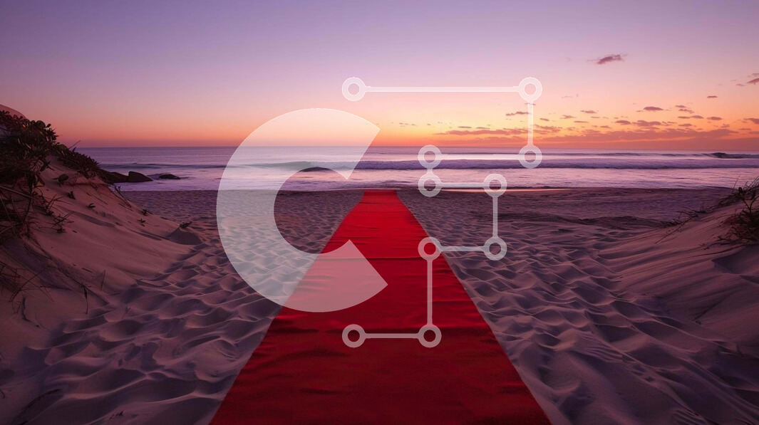 Intra Συλλεκτικό Ξύλινο Παζλ Plywood  4mm - Κόκκινο χαλί στην παραλία στο ηλιοβασίλεμα Σε Ξύλινο Κουτί - Διαστάσεις Puzzle: 10x10 cm – 25 κομμάτια