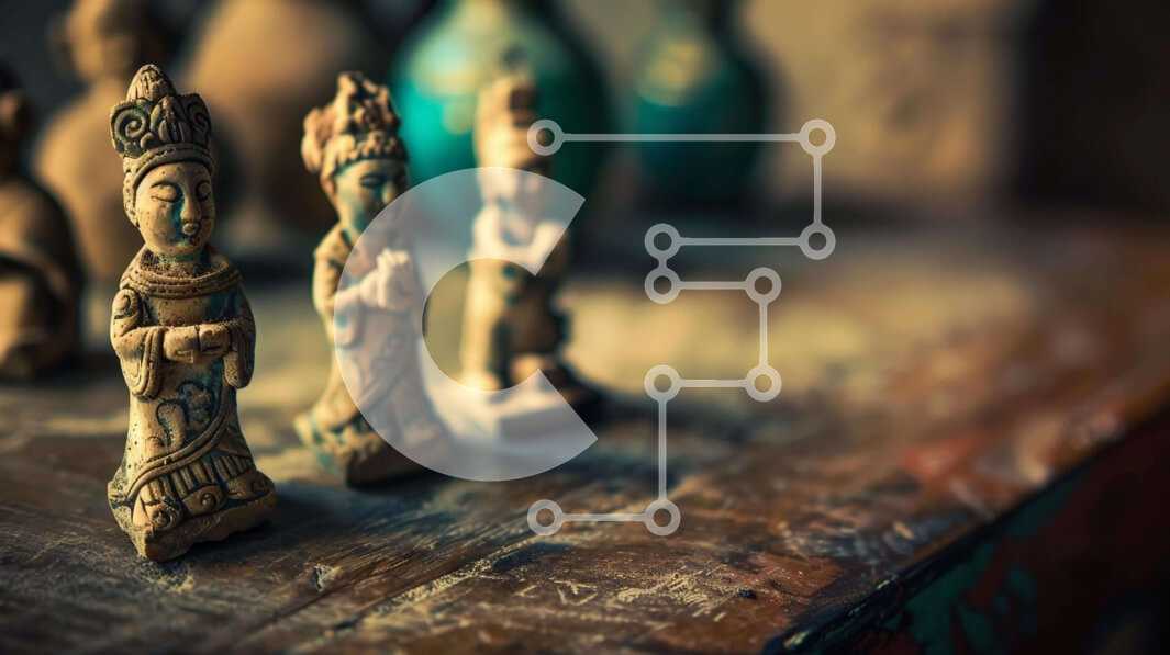 Intra Συλλεκτικό Ξύλινο Παζλ Plywood  4mm - Ομάδα ειδωλίων σε αντίκες ξύλινο τραπέζι Σε Ξύλινο Κουτί - Διαστάσεις: 10x10 cm – 25 κομμάτια