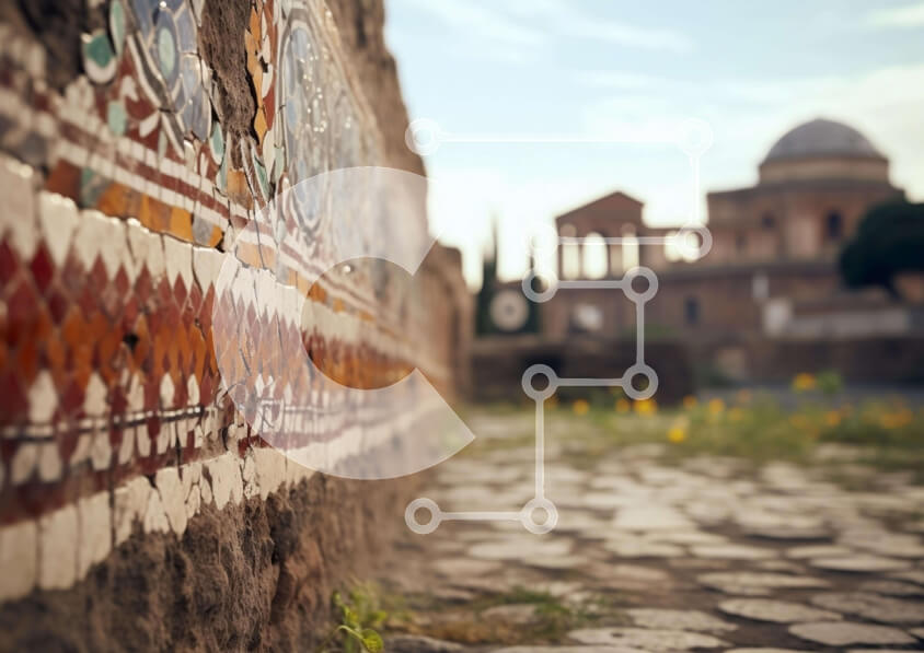 Intra Συλλεκτικό Ξύλινο Παζλ Plywood  4mm - Πολύχρωμος τοίχος από τούβλα με πλακάκια Σε Ξύλινο Κουτί - Διαστάσεις Puzzle: 10x10 cm – 25 κομμάτια