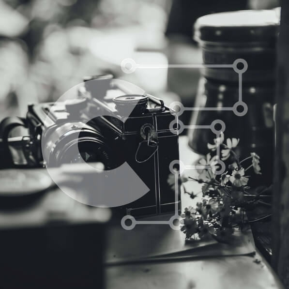 Intra Συλλεκτικό Ξύλινο Παζλ Plywood  4mm - Vintage κάμερα με λουλούδια Σε Ξύλινο Κουτί - Διαστάσεις: 10x10 cm – 25 κομμάτια