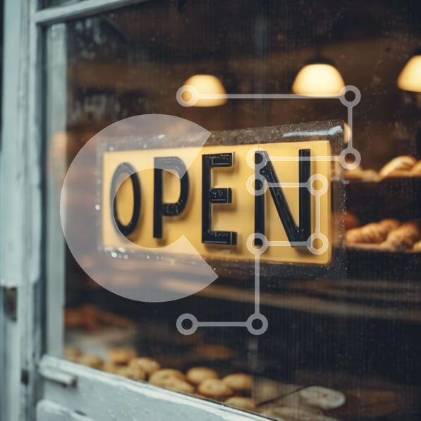 Intra Συλλεκτικό Ξύλινο Παζλ Plywood  4mm - Αρτοποιείο με την πινακίδα «Ανοιχτό» και Εμφανίζονται γλυκά Σε Ξύλινο Κουτί - Διαστάσεις Puzzle: 10x10 cm – 25 κομμάτια