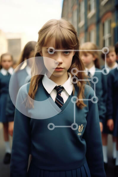 Intra Συλλεκτικό Ξύλινο Παζλ Plywood  4mm - Ομάδα νεαρών κοριτσιών με σχολικές στολές Σε Ξύλινο Κουτί - Διαστάσεις Puzzle: 10x10 cm – 25 κομμάτια