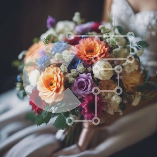 Intra Συλλεκτικό Ξύλινο Παζλ Plywood  4mm - Νύφη με πολύχρωμο μπουκέτο λουλουδιών Σε Ξύλινο Κουτί - Διαστάσεις: 10x10 cm – 25 κομμάτια