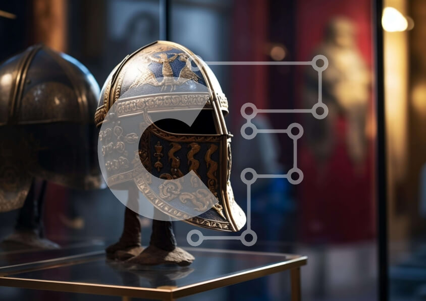 Intra Συλλεκτικό Ξύλινο Παζλ Plywood  4mm - Κράνη Βίκινγκ στην οθόνη Σε Ξύλινο Κουτί - Διαστάσεις Puzzle: 10x10 cm – 25 κομμάτια