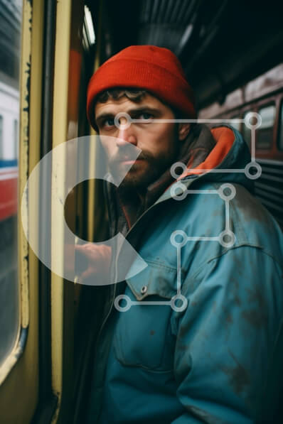 Intra Συλλεκτικό Ξύλινο Παζλ Plywood  4mm - Άτομο που κοιτάζει έξω από το παράθυρο τρένου Σε Ξύλινο Κουτί - Διαστάσεις Puzzle: 10x10 cm – 25 κομμάτια