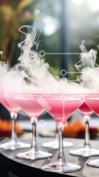 Intra Συλλεκτικό Ξύλινο Παζλ Plywood  4mm - Ροζ μαρτίνι και ποτήρια κρασιού - Εορταστική ατμόσφαιρα Σε Ξύλινο Κουτί - Διαστάσεις: 10x10 cm – 25 κομμάτια