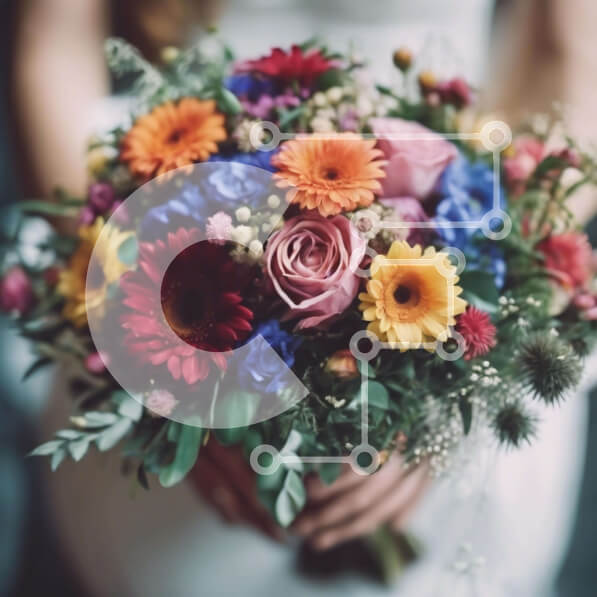 Intra Συλλεκτικό Ξύλινο Παζλ Plywood  4mm - Πολύχρωμο μπουκέτο λουλούδια για το γάμο Σε Ξύλινο Κουτί - Διαστάσεις Puzzle: 10x10 cm – 25 κομμάτια