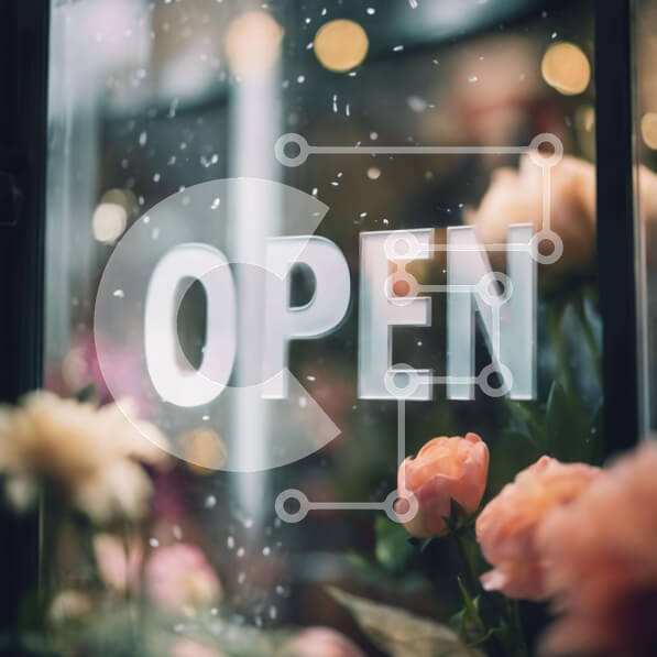 Intra Συλλεκτικό Ξύλινο Παζλ Plywood  4mm - Οθόνη παραθύρου με λουλούδια και ανοιχτή πινακίδα Σε Ξύλινο Κουτί - Διαστάσεις Puzzle: 10x10 cm – 25 κομμάτια