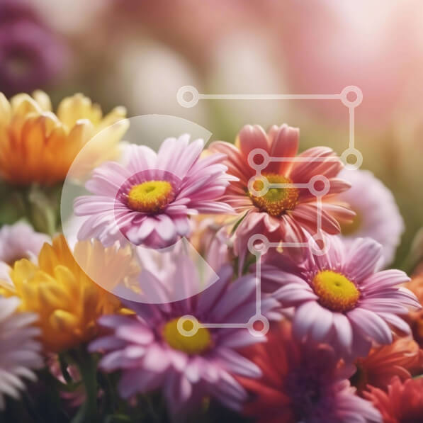 Σετ των 2 Intra Συλλεκτικό Ξύλινο Παζλ Plywood  4mm - Ζωντανό μπουκέτο από μαργαρίτες, τριαντάφυλλα και γαρύφαλλα Σε Ξύλινο Κουτί - Διαστάσεις: 10x10 cm – 25 κομμάτια