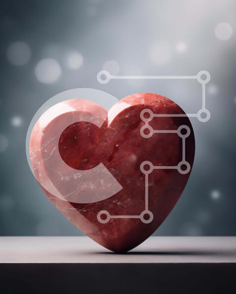 Intra Συλλεκτικό Ξύλινο Παζλ Plywood  4mm - Κόκκινη πέτρα σε σχήμα καρδιάς στο τραπέζι Σε Ξύλινο Κουτί - Διαστάσεις Puzzle: 10x10 cm – 25 κομμάτια