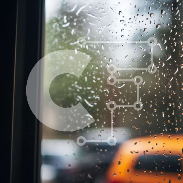 Intra Συλλεκτικό Ξύλινο Παζλ Plywood  4mm - Παράθυρο με σταγόνες βροχής και αυτοκίνητα Σε Ξύλινο Κουτί - Διαστάσεις Puzzle: 10x10 cm – 25 κομμάτια