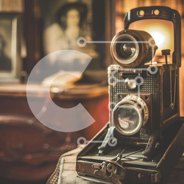 Intra Συλλεκτικό Ξύλινο Παζλ Plywood  4mm - Vintage κάμερα και παλιές φωτογραφίες Σε Ξύλινο Κουτί - Διαστάσεις: 10x10 cm – 25 κομμάτια