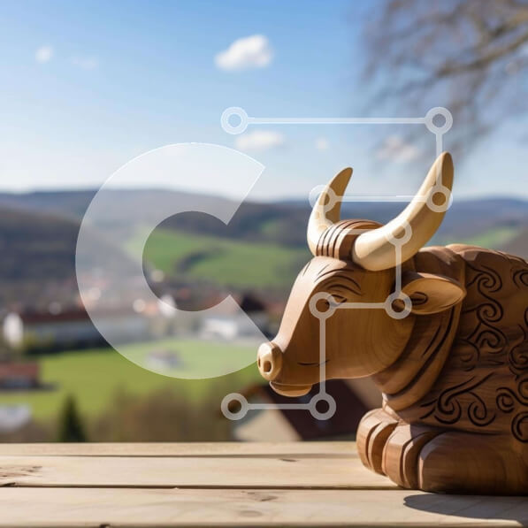 Intra Συλλεκτικό Ξύλινο Παζλ Plywood  4mm - Ξύλινο άγαλμα ταύρου σε υπαίθριο τραπέζι Σε Ξύλινο Κουτί - Διαστάσεις: 10x10 cm – 25 κομμάτια