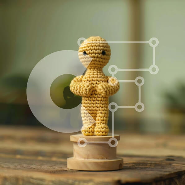 Intra Συλλεκτικό Ξύλινο Παζλ Plywood  4mm - Παιχνίδι με κροσέ σε υπερυψωμένη ξύλινη βάση Σε Ξύλινο Κουτί - Διαστάσεις: 10x10 cm – 25 κομμάτια