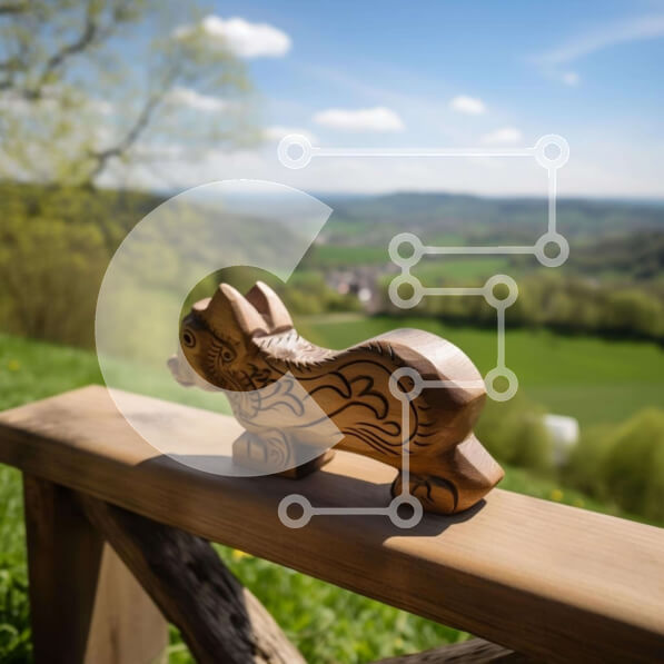 Intra Συλλεκτικό Ξύλινο Παζλ Plywood  4mm - Ήρεμος Ξύλινος Πάγκος με Ειδώλιο Ζώου Σε Ξύλινο Κουτί - Διαστάσεις: 10x10 cm – 25 κομμάτια