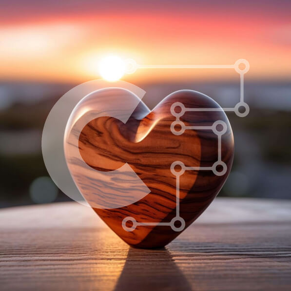 Intra Συλλεκτικό Ξύλινο Παζλ Plywood  4mm - Ξύλινο γλυπτό καρδιάς στο ηλιοβασίλεμα Σε Ξύλινο Κουτί - Διαστάσεις: 10x10 cm – 25 κομμάτια