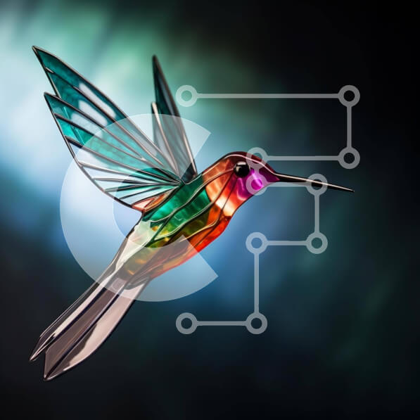 Intra Συλλεκτικό Ξύλινο Παζλ Plywood  4mm - Πολύχρωμο γυάλινο κολίβριο που πετά στον ουρανό Σε Ξύλινο Κουτί - Διαστάσεις: 10x10 cm – 25 κομμάτια