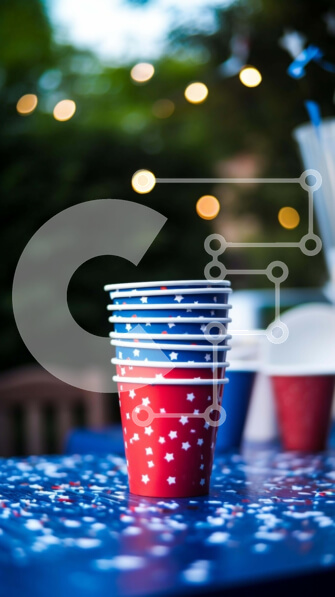 Intra Συλλεκτικό Ξύλινο Παζλ Plywood  4mm - Πολύχρωμα χάρτινα και πλαστικά κύπελλα στο τραπέζι Σε Ξύλινο Κουτί - Διαστάσεις: 10x10 cm – 25 κομμάτια