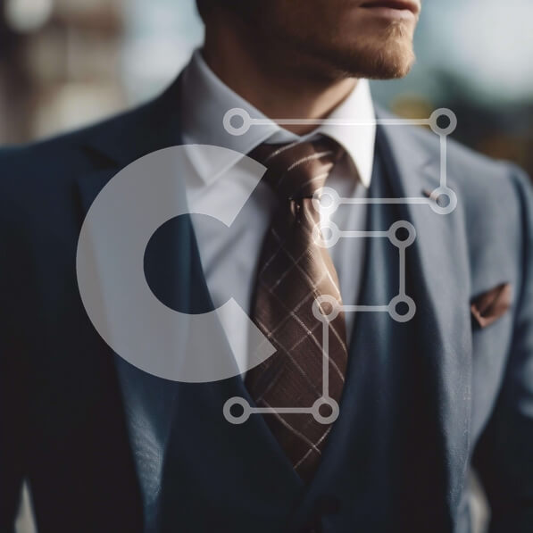 Intra Συλλεκτικό Ξύλινο Παζλ Plywood  4mm - Άνδρας με μπλε κοστούμι και καφέ γραβάτα που βλέπει μακριά Σε Ξύλινο Κουτί - Διαστάσεις Puzzle: 10x10 cm – 25 κομμάτια