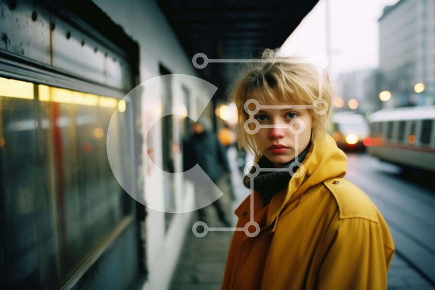 Intra Συλλεκτικό Ξύλινο Παζλ Plywood  4mm - Νεαρή γυναίκα που στέκεται στο δρόμο Σε Ξύλινο Κουτί - Διαστάσεις Puzzle: 10x10 cm – 25 κομμάτια