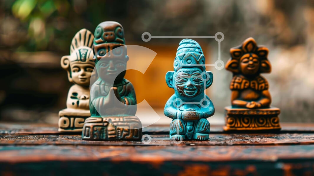 Intra Συλλεκτικό Ξύλινο Παζλ Plywood  4mm - Ξύλινα ειδώλια που αντιπροσωπεύουν αυτόχθονες πολιτισμούς Σε Ξύλινο Κουτί - Διαστάσεις: 10x10 cm – 25 κομμάτια