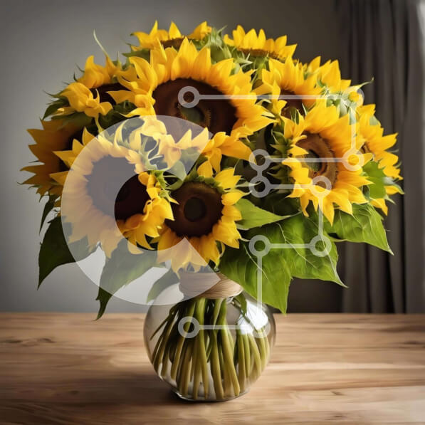 Intra Συλλεκτικό Ξύλινο Παζλ Plywood  4mm - Βάζο με ηλιοτρόπια σε ξύλινο τραπέζι Σε Ξύλινο Κουτί - Διαστάσεις: 10x10 cm – 25 κομμάτια