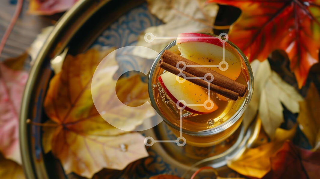 Intra Συλλεκτικό Ξύλινο Παζλ Plywood  4mm - Φθινοπωρινά Vibes με ποτήρι μηλίτη και φθινοπωρινά φύλλα Σε Ξύλινο Κουτί - Διαστάσεις Puzzle: 10x10 cm – 25 κομμάτια