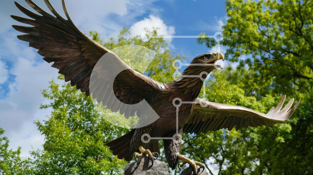 Intra Συλλεκτικό Ξύλινο Παζλ Plywood  4mm - Χάλκινο άγαλμα αετού στη φύση Σε Ξύλινο Κουτί - Διαστάσεις: 10x10 cm – 25 κομμάτια