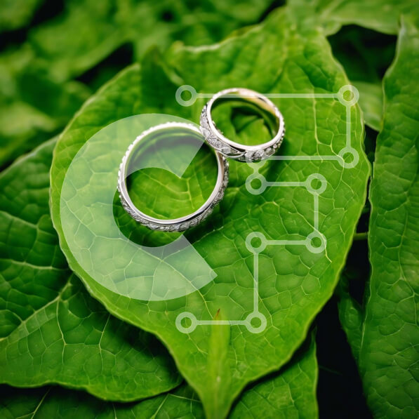 Σετ των 2 Intra Συλλεκτικό Ξύλινο Παζλ Plywood  4mm - Δύο βέρες σε πράσινο φύλλο Σε Ξύλινο Κουτί - Διαστάσεις: 10x10 cm – 25 κομμάτια