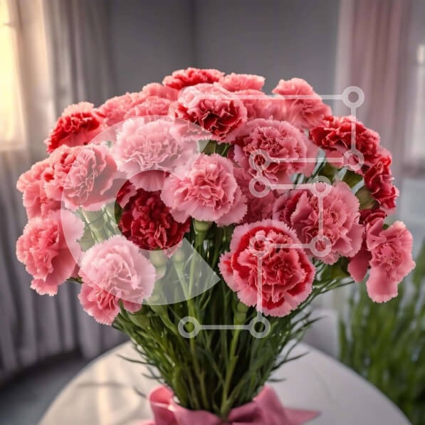 Σετ των 2 Intra Συλλεκτικό Ξύλινο Παζλ Plywood  4mm - Ροζ γαρύφαλλα σε ένα βάζο σε ένα άδειο τραπέζι Σε Ξύλινο Κουτί - Διαστάσεις: 10x10 cm – 25 κομμάτια