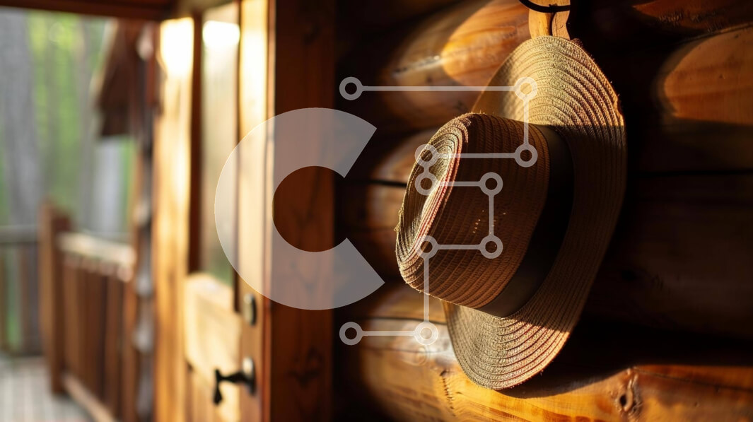 Intra Συλλεκτικό Ξύλινο Παζλ Plywood  4mm - Καφέ καπέλο καουμπόη σε ξύλινη πόρτα Σε Ξύλινο Κουτί - Διαστάσεις: 10x10 cm – 25 κομμάτια