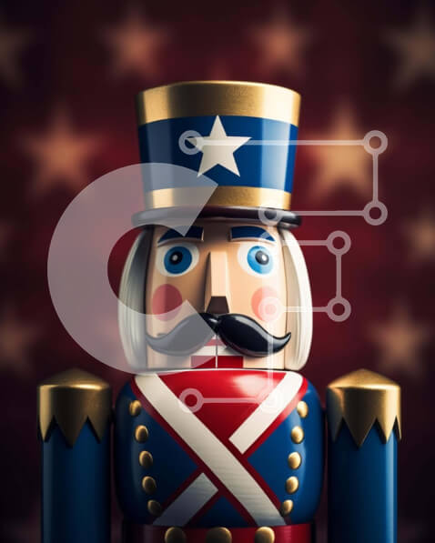 Intra Συλλεκτικό Ξύλινο Παζλ Plywood  4mm - Κόκκινος, λευκός και μπλε Καρυοθραύστης με αμερικανική σημαία Σε Ξύλινο Κουτί - Διαστάσεις Puzzle: 10x10 cm – 25 κομμάτια