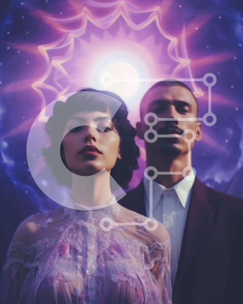 Intra Συλλεκτικό Ξύλινο Παζλ Plywood  4mm - Άνδρας και γυναίκα μπροστά από το αφηρημένο φόντο Σε Ξύλινο Κουτί - Διαστάσεις Puzzle: 10x10 cm – 25 κομμάτια