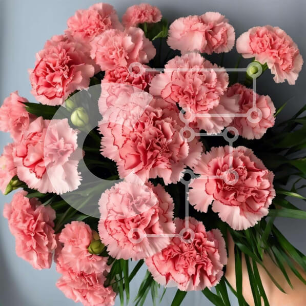 Intra Συλλεκτικό Ξύλινο Παζλ Plywood  4mm - Μπουκέτο με ροζ γαρύφαλλα Σε Ξύλινο Κουτί - Διαστάσεις: 10x10 cm – 25 κομμάτια