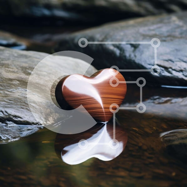 Intra Συλλεκτικό Ξύλινο Παζλ Plywood  4mm - Ξύλινο αντικείμενο σε σχήμα καρδιάς σε βράχους στο νερό Σε Ξύλινο Κουτί - Διαστάσεις: 10x10 cm – 25 κομμάτια