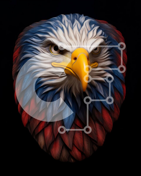 Σετ των 2 Intra Συλλεκτικό Ξύλινο Παζλ Plywood  4mm - Κεφάλι Αετού με Κόκκινα, Λευκά και Μπλε Φτερά Σε Ξύλινο Κουτί - Διαστάσεις: 10x10 cm – 25 κομμάτια