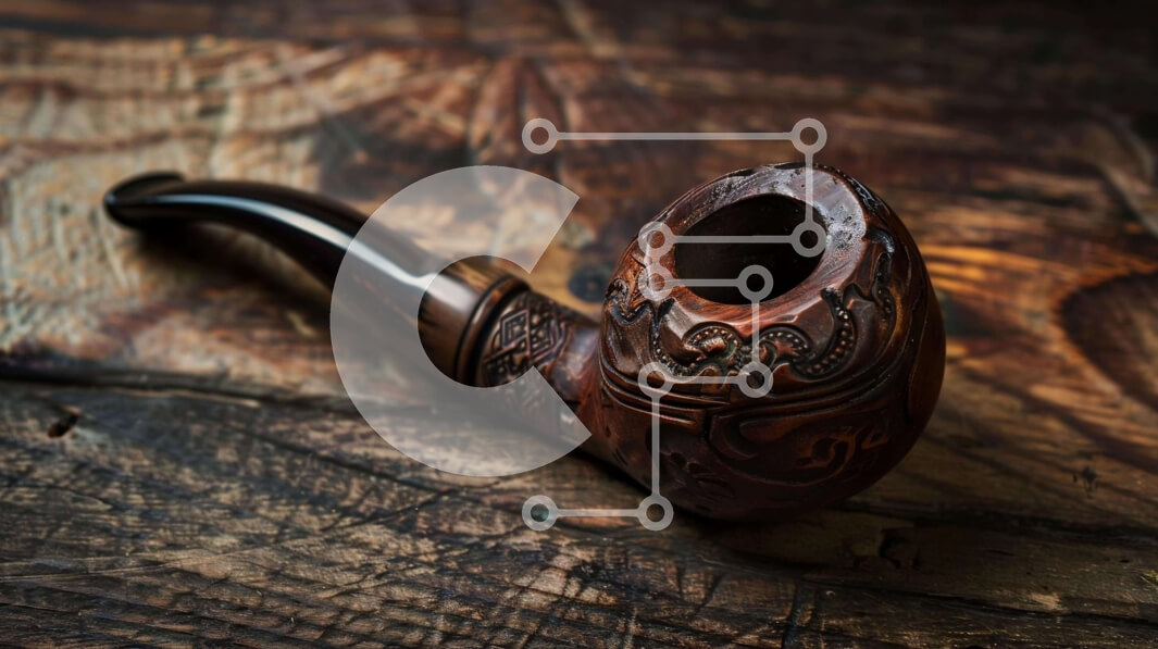 Intra Συλλεκτικό Ξύλινο Παζλ Plywood  4mm - Περίπλοκα σκαλισμένος σωλήνας σε παλιό ξύλινο τραπέζι Σε Ξύλινο Κουτί - Διαστάσεις: 10x10 cm – 25 κομμάτια