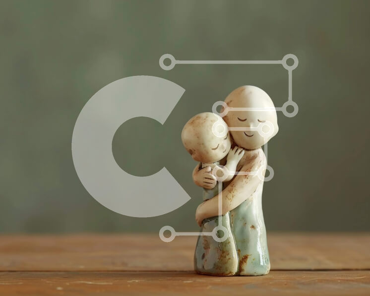 Intra Συλλεκτικό Ξύλινο Παζλ Plywood  4mm - Κεραμικό ειδώλιο αγκαλιασμένου ζευγαριού σε ξύλινο τραπέζι Σε Ξύλινο Κουτί - Διαστάσεις: 10x10 cm – 25 κομμάτια