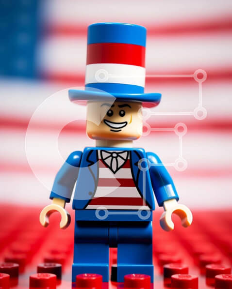 Intra Συλλεκτικό Ξύλινο Παζλ Plywood  4mm - Καλή 4η Ιουλίου Φιγούρα Lego Σε Ξύλινο Κουτί - Διαστάσεις: 10x10 cm – 25 κομμάτια