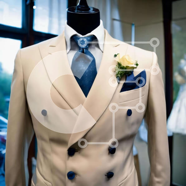 Σετ των 2 Intra Συλλεκτικό Ξύλινο Παζλ Plywood  4mm - Κομψό μπεζ κοστούμι με μπλε μπουτονιέρα Σε Ξύλινο Κουτί - Διαστάσεις: 10x10 cm – 25 κομμάτια