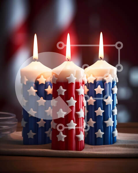 Intra Συλλεκτικό Ξύλινο Παζλ Plywood  4mm - Πατριωτικά κόκκινα, λευκά και μπλε κεριά Σε Ξύλινο Κουτί - Διαστάσεις: 10x10 cm – 25 κομμάτια