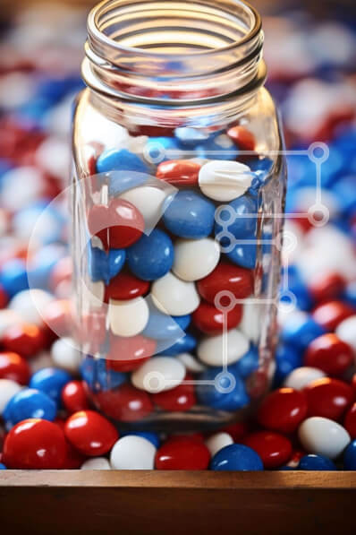 Intra Συλλεκτικό Ξύλινο Παζλ Plywood  4mm - Patriotic Candy Display για τον εορτασμό της 4ης Ιουλίου Σε Ξύλινο Κουτί - Διαστάσεις: 10x10 cm – 25 κομμάτια