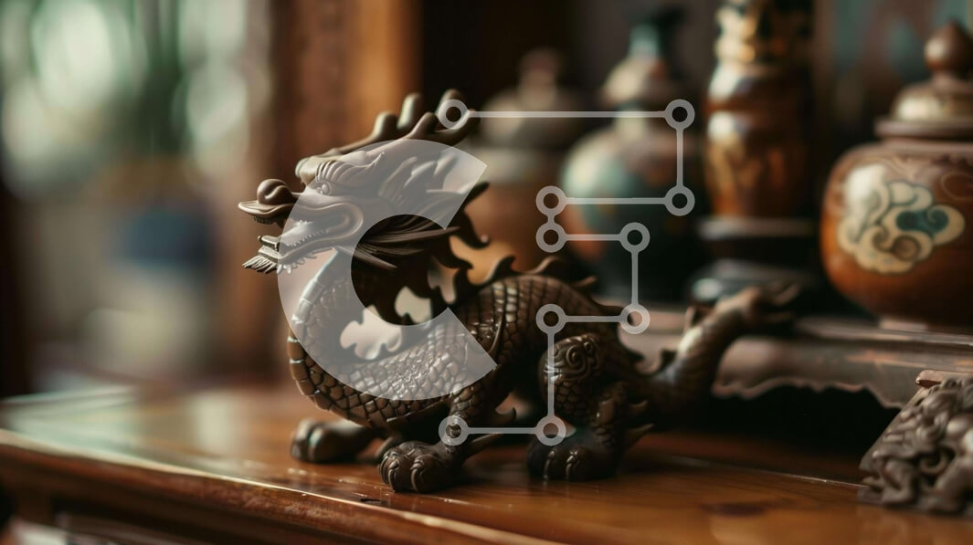 Intra Συλλεκτικό Ξύλινο Παζλ Plywood  4mm - Ξύλινο ντεκόρ ραφιού με άγαλμα δράκου Σε Ξύλινο Κουτί - Διαστάσεις Puzzle: 10x10 cm – 25 κομμάτια