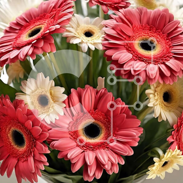 Intra Συλλεκτικό Ξύλινο Παζλ Plywood  4mm - Μπουκέτο με ροζ, λευκές και κίτρινες μαργαρίτες σε βάζο Σε Ξύλινο Κουτί - Διαστάσεις: 10x10 cm – 25 κομμάτια